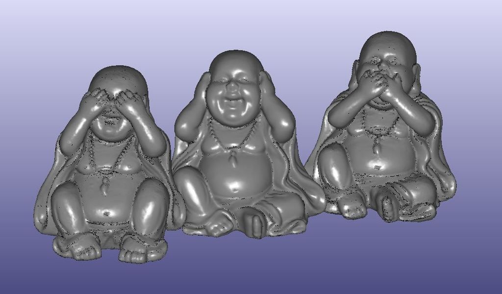 Buddha See No Evil Hear No Evil Speak No Evil Statue 3D Scan