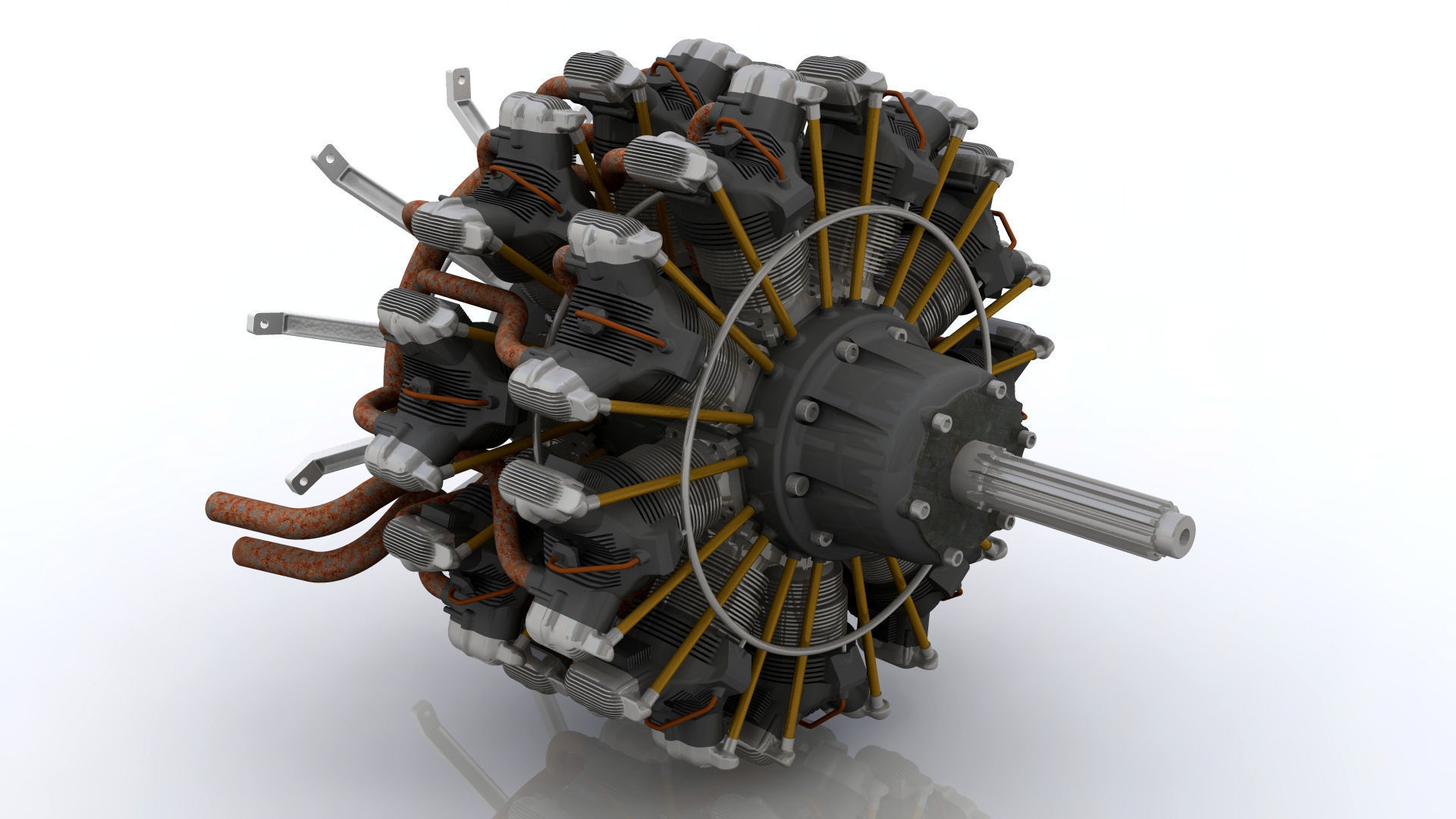 3D Two star 18 cylinder aircraft engine CGTrader