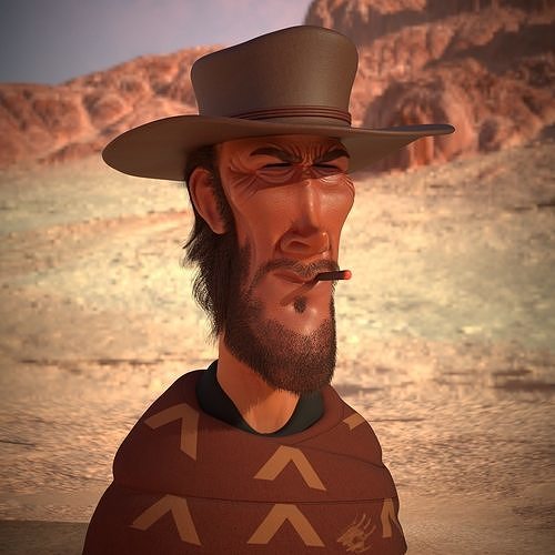 Clint Eastwood 3D Caricature 3D Print Model 3D Model 3D Printable Clint Eastwood 3D Caricature 3D Print Model 3D Model 3D Printable