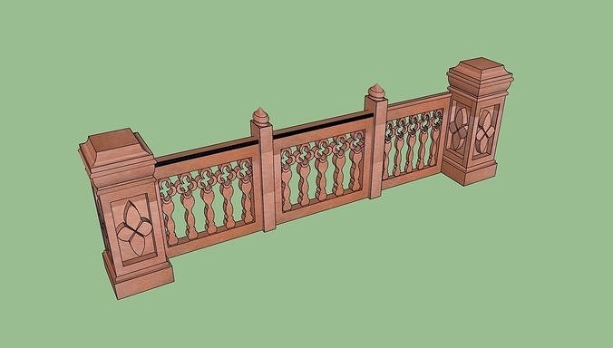 3D model indian jodhpuri stone railing with balester 3d modal VR / AR ...