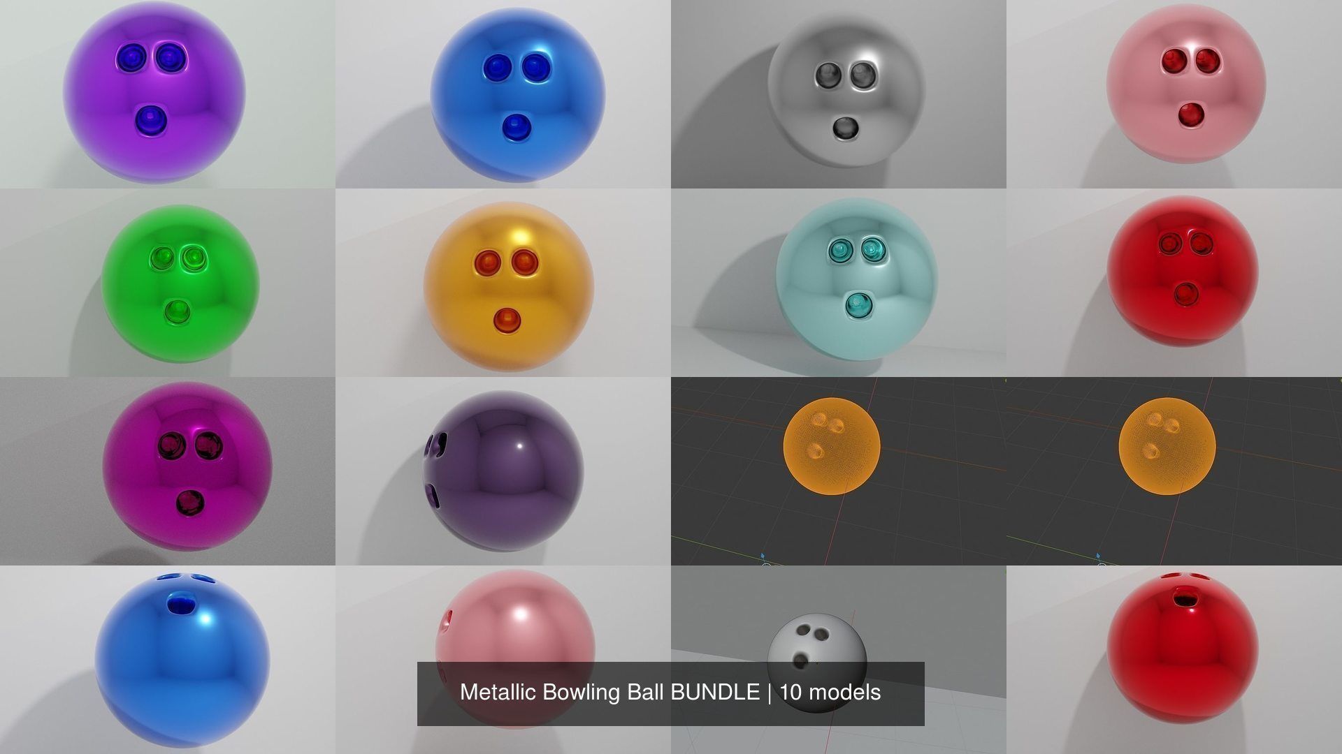 Metallic Bowling Ball BUNDLE 3D Model Collection CGTrader
