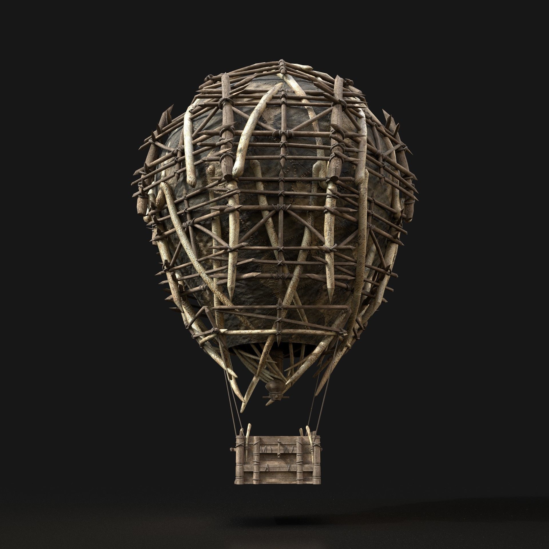 3D model AAA NEXTGEN Medieval War Balloon Airship Primal Wooden Machine ...