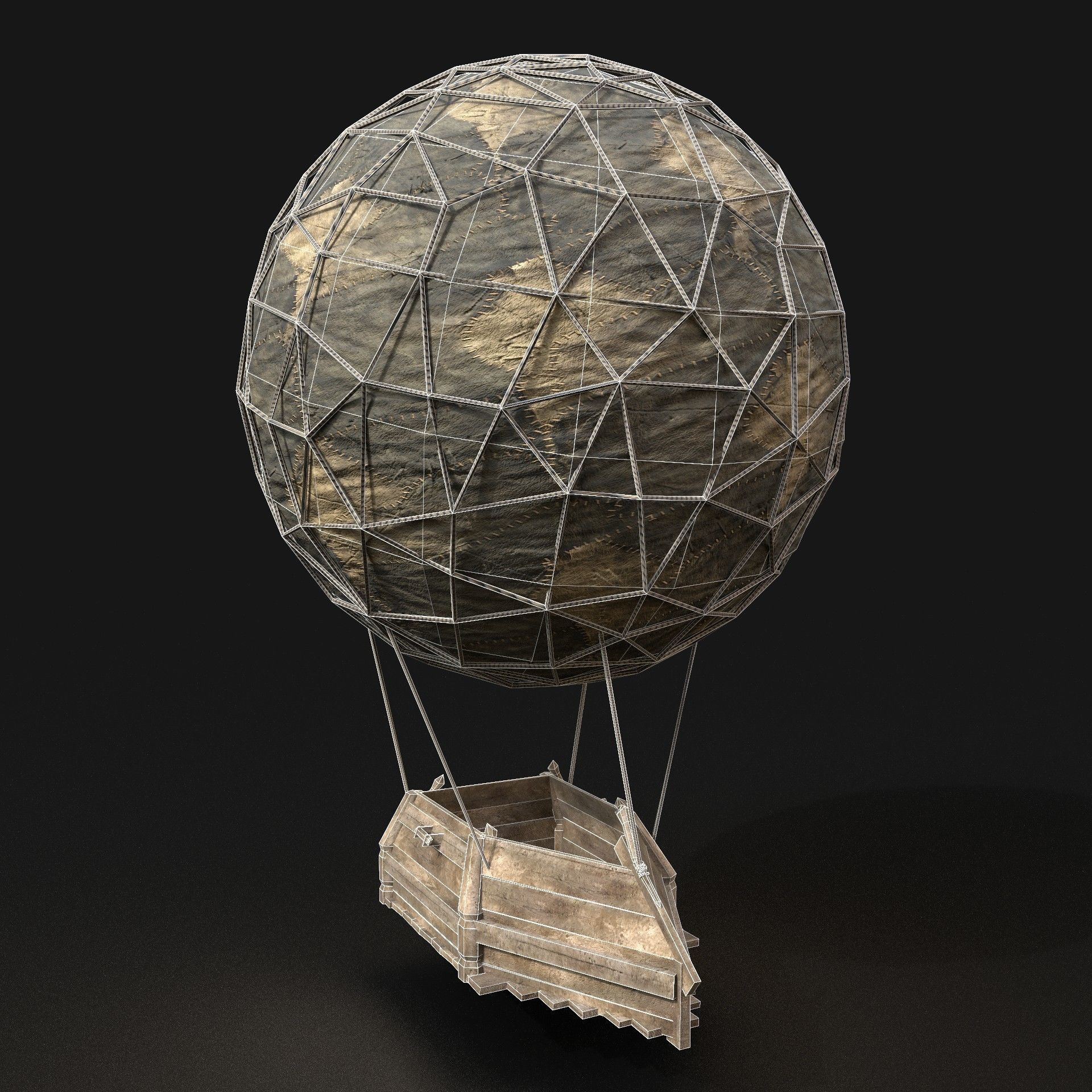 3D model AAA NEXTGEN Medieval Small Balloon Airship Primal Wooden ...