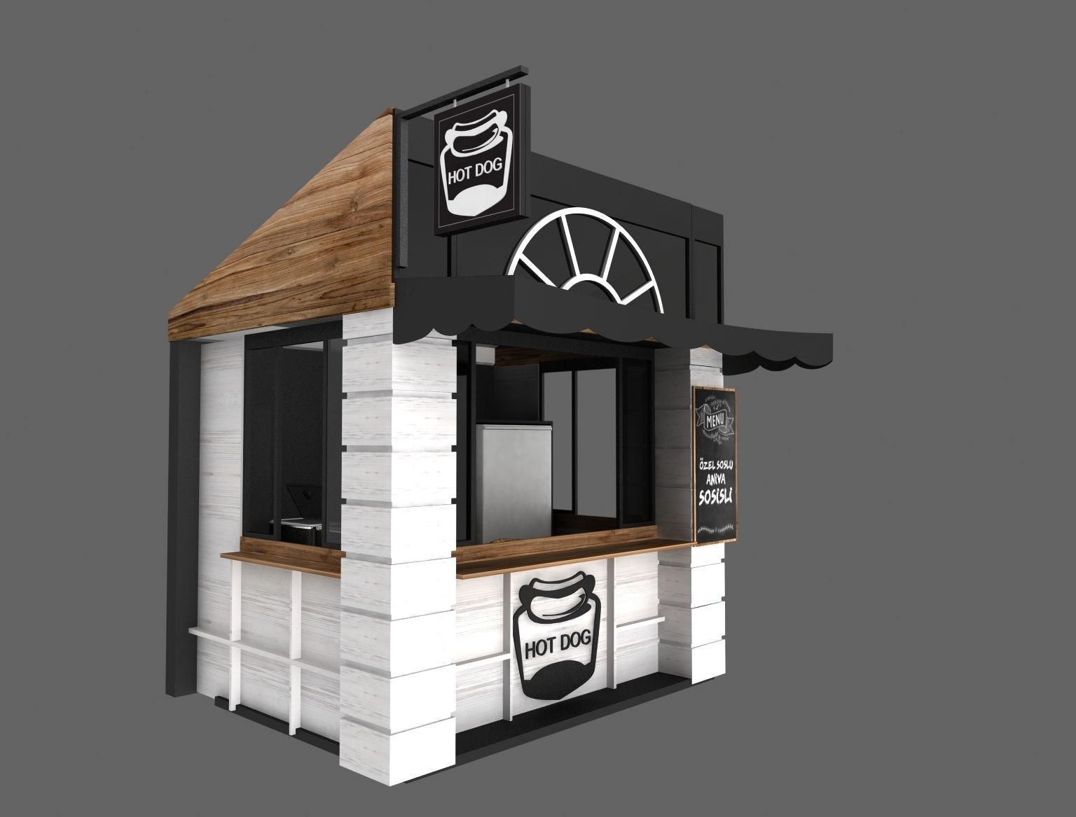 Hot Dog kiosk 3D model MAX