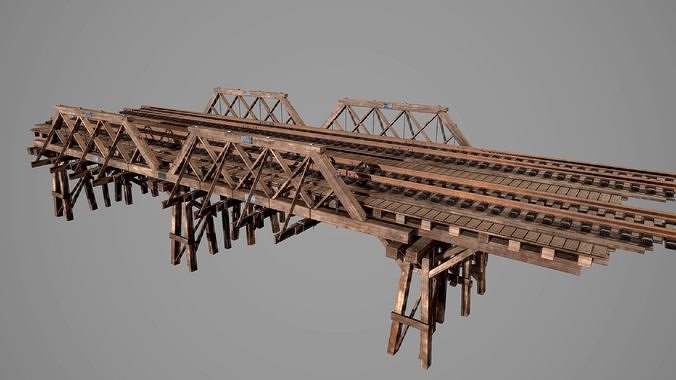 3D model Wooden railway bridge VR / AR / low-poly | CGTrader