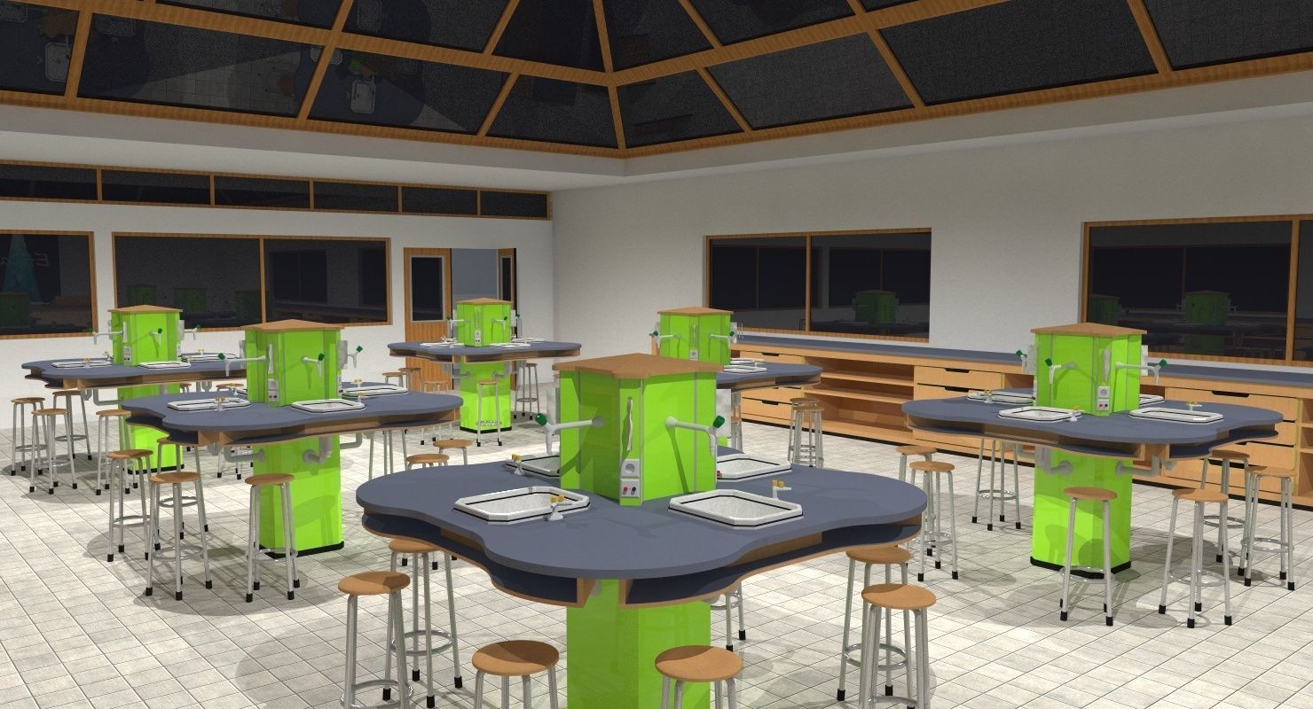 Science Classroom 3D model OBJ 3DS FBX C4D DAE SKP