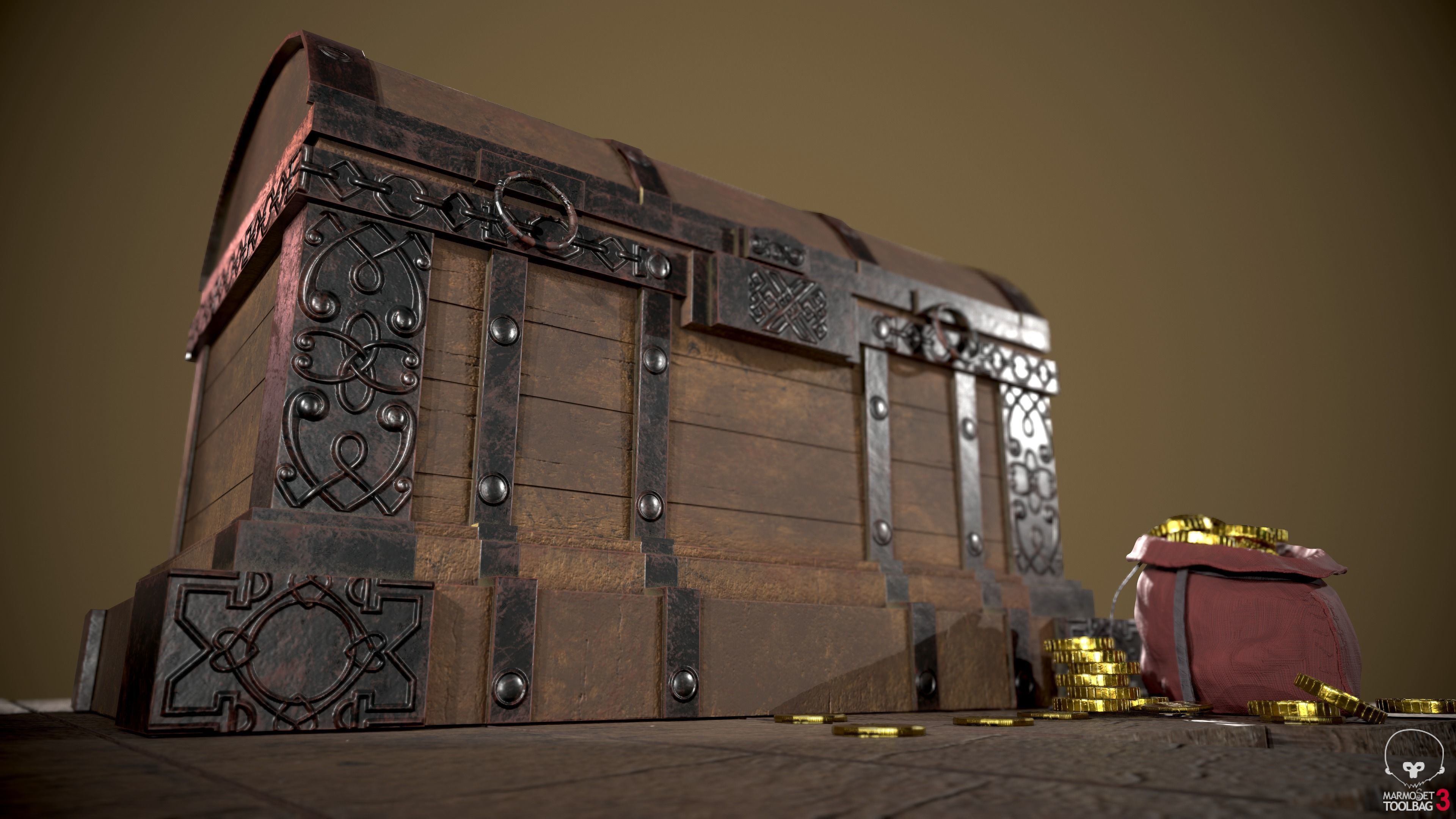 3D model Low Poly Medieval Treasure Chest VR / AR / lowpoly CGTrader