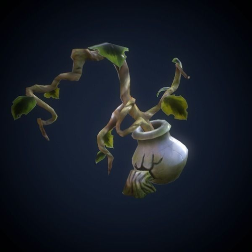 3D model Pots model vase with leaves hanging from it VR / AR / low-poly ...