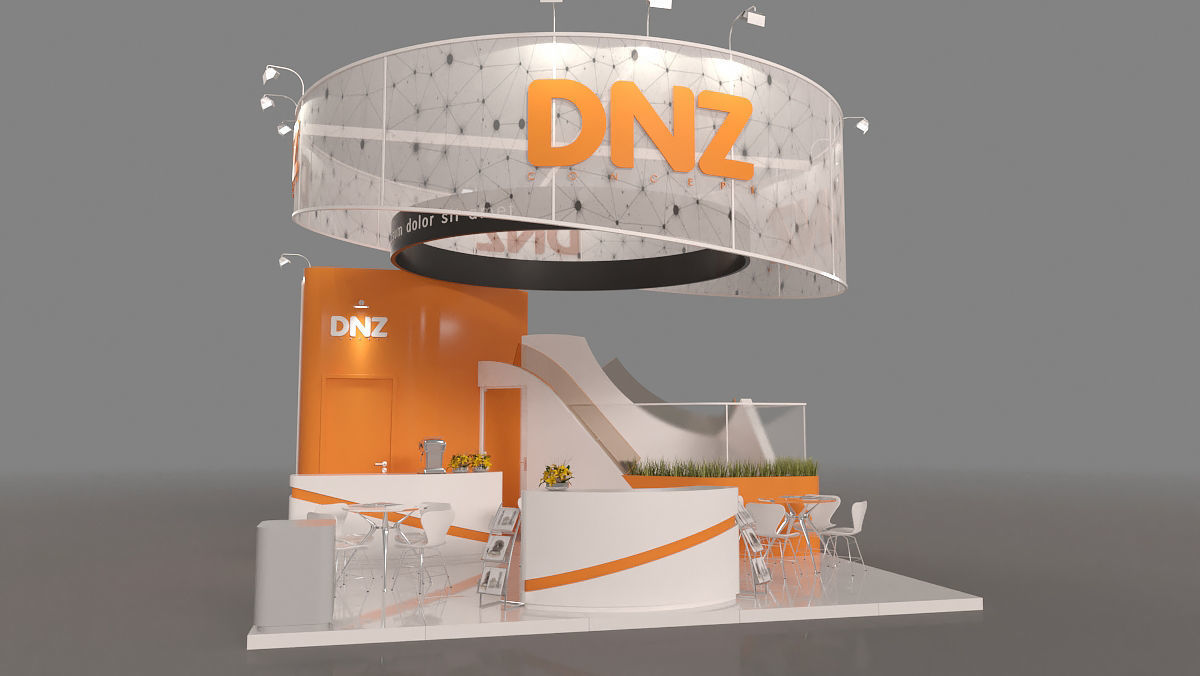 6x6 Island Exhibition Stand 3D model