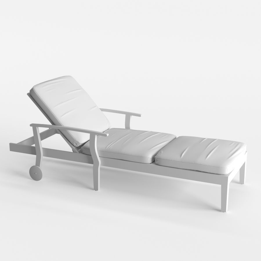 Pool Deck Chaise Lounge Wood Base 3D model CGTrader