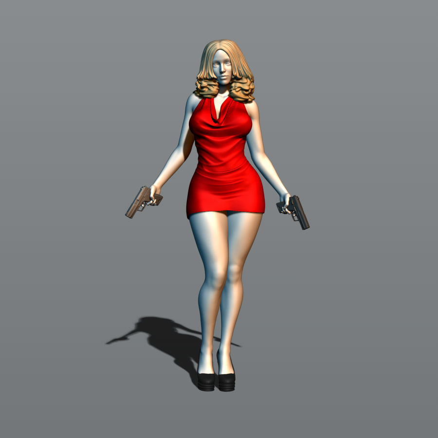Pretty girl with two guns