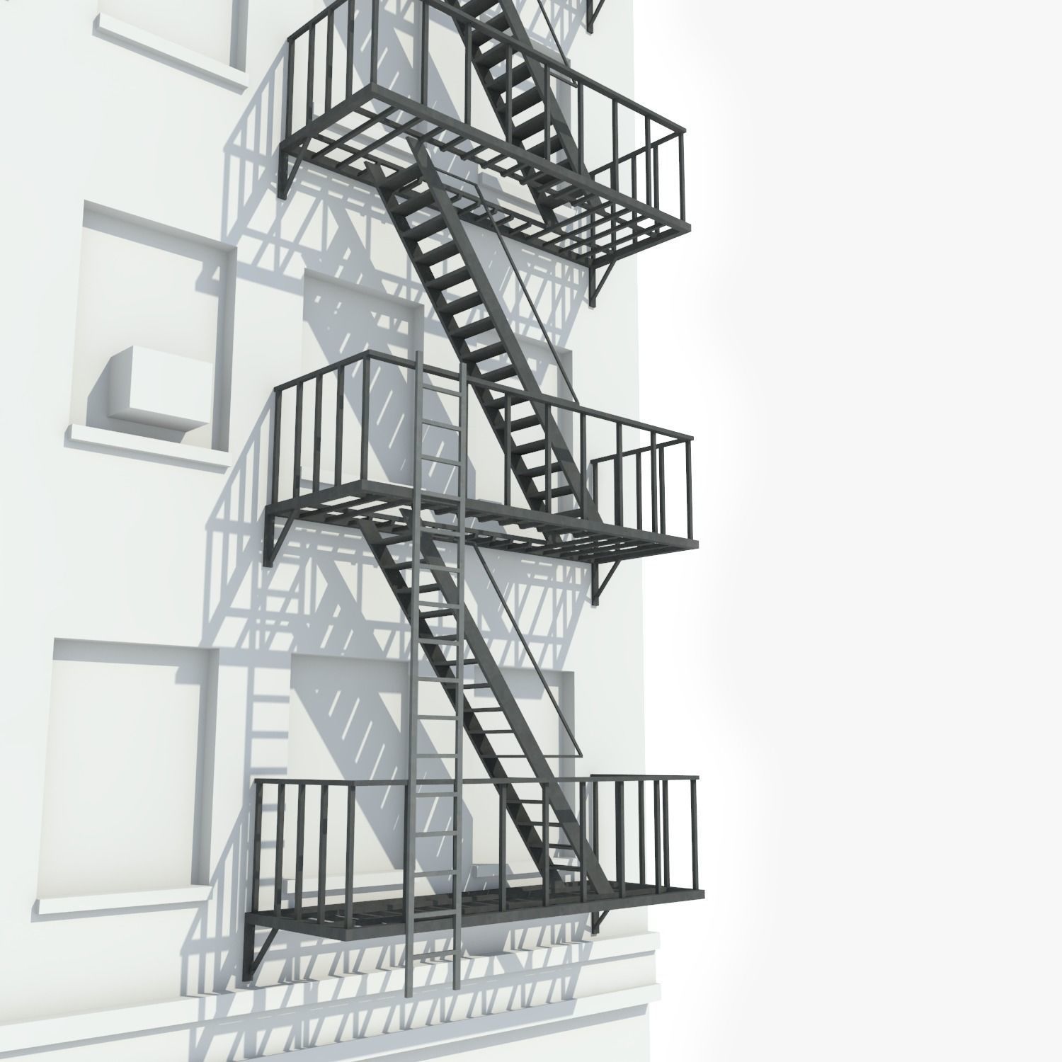 Fire Escape Stairs 3D model CGTrader