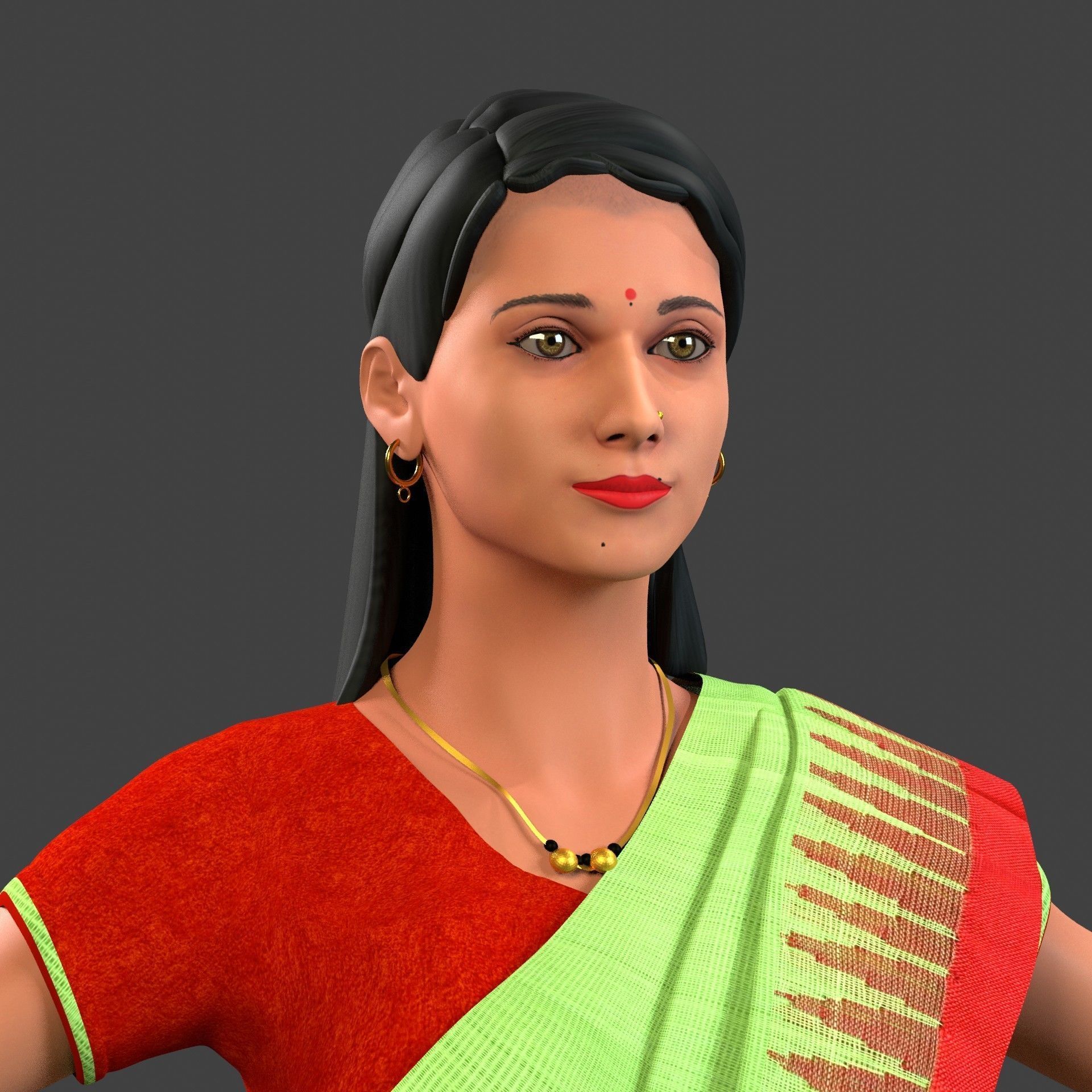 IndianFemaleCharecter-A 3D model rigged | CGTrader