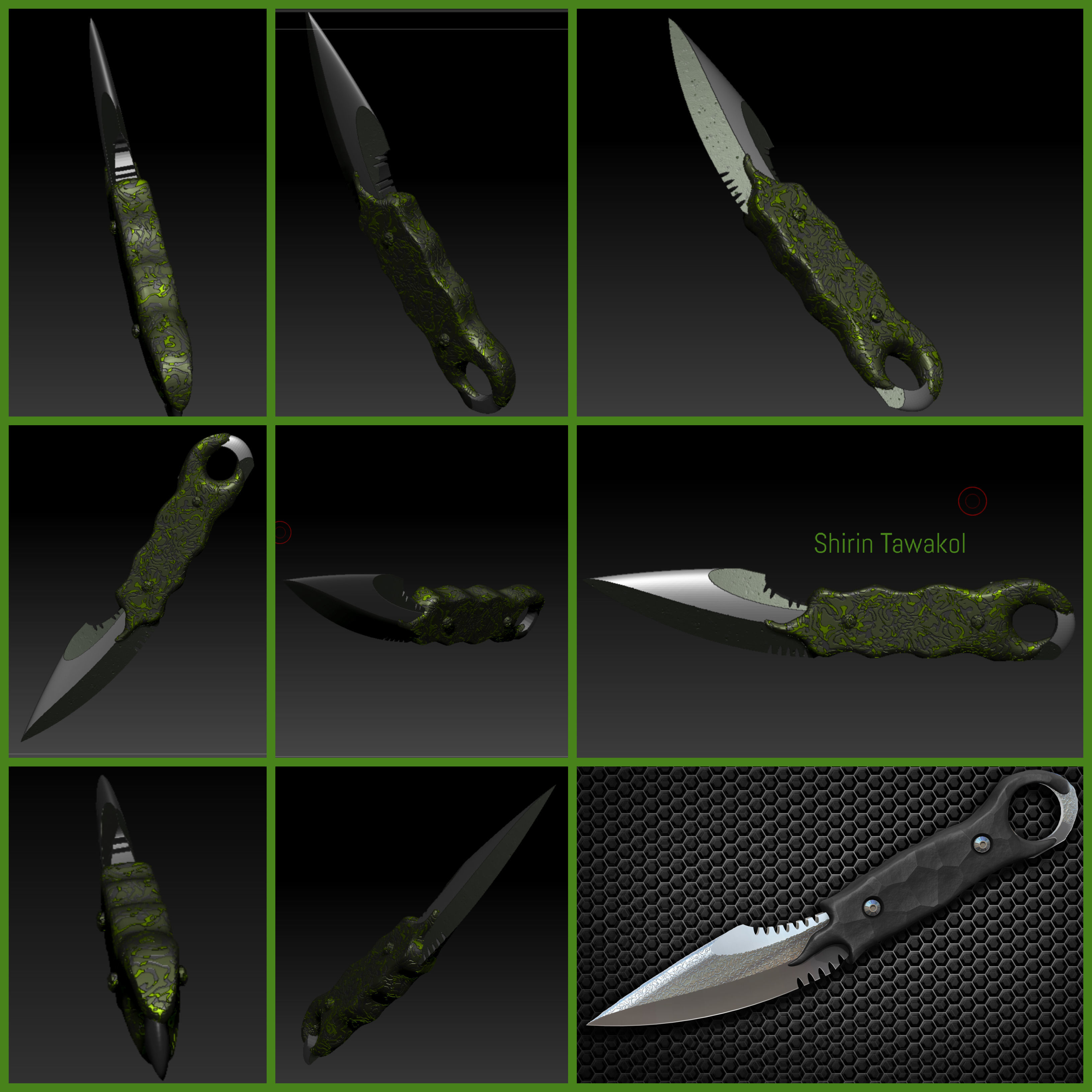 3D model Royalty Free Bladed Weapon Army Knife Weapon Cuchillo Zbrush