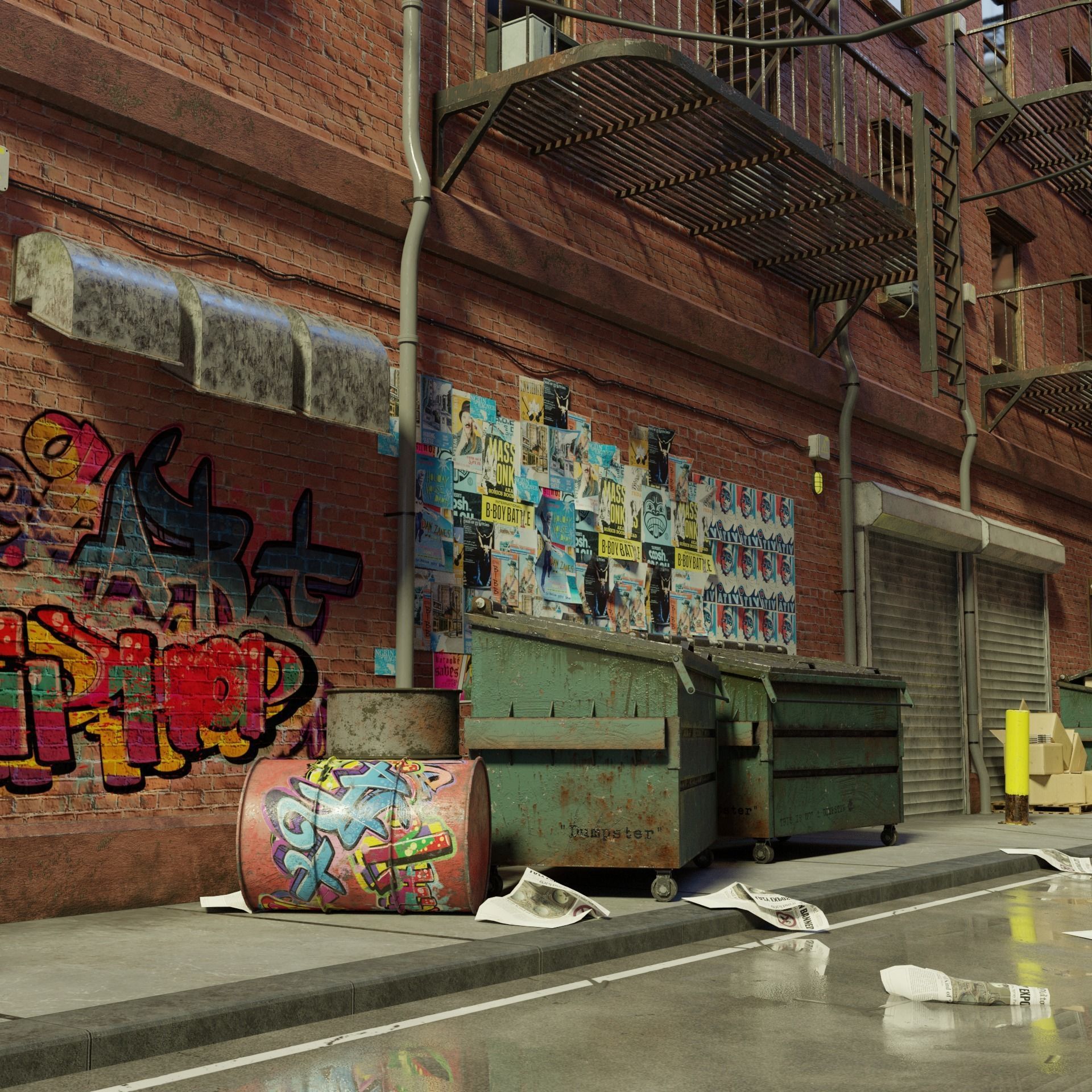 New York Alleyway Assets 3D model | CGTrader