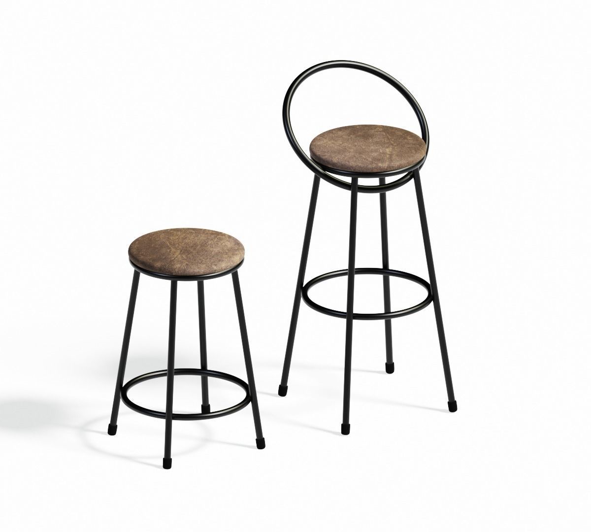 3D A pair of bar chairs black and brown CGTrader