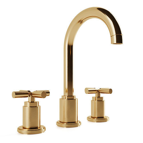 RH LAMBETH KNURLED CROSSHANDLE 8 WIDESPREAD GOOSENECK FAUCET 3D model