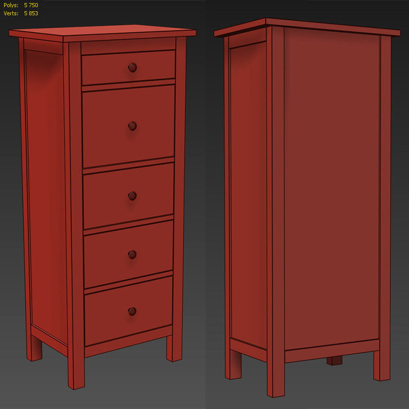 HEMNES 5drawer chest 3D model CGTrader