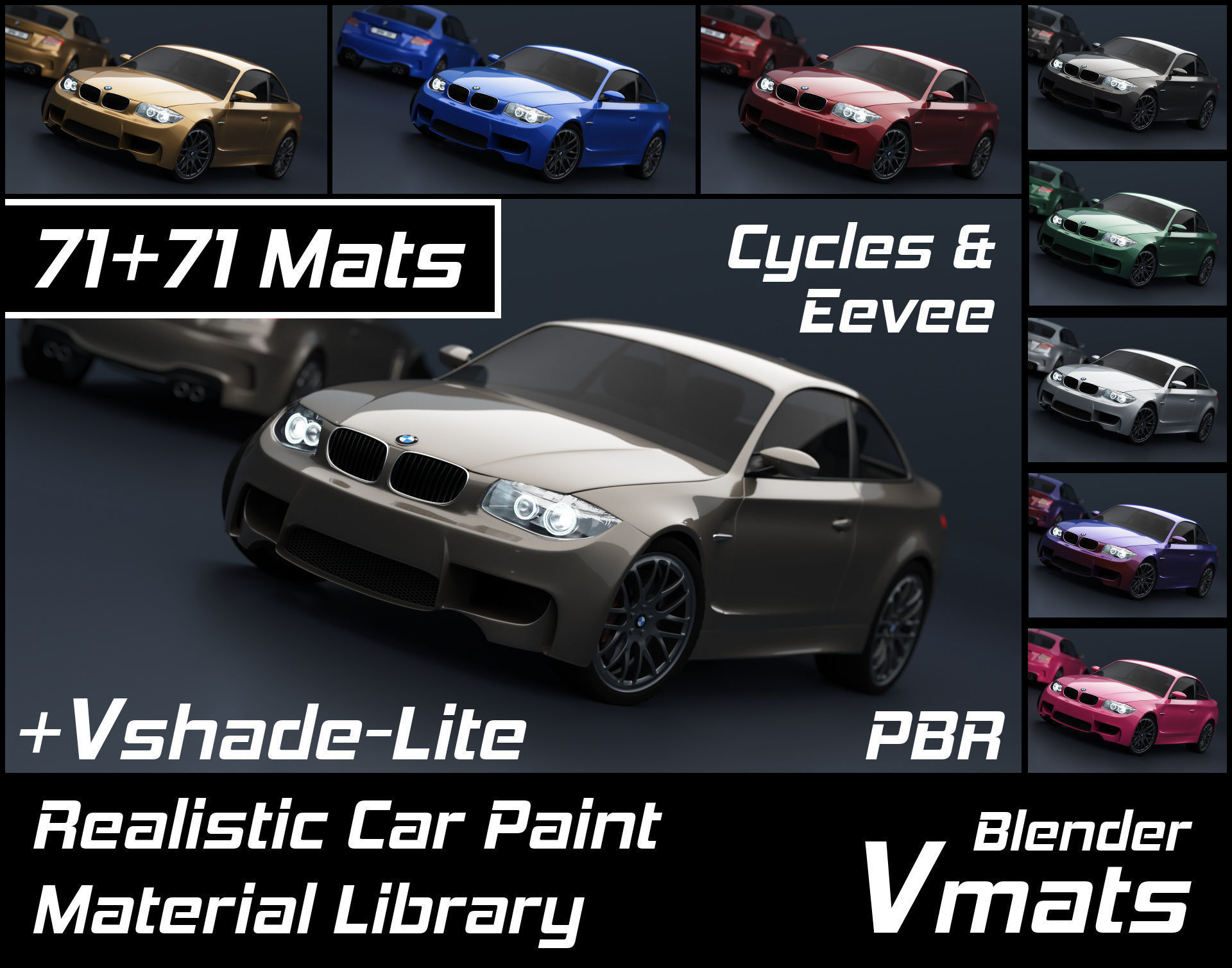 VMATS Car Paint Material Library for Blender Cycles and Eevee