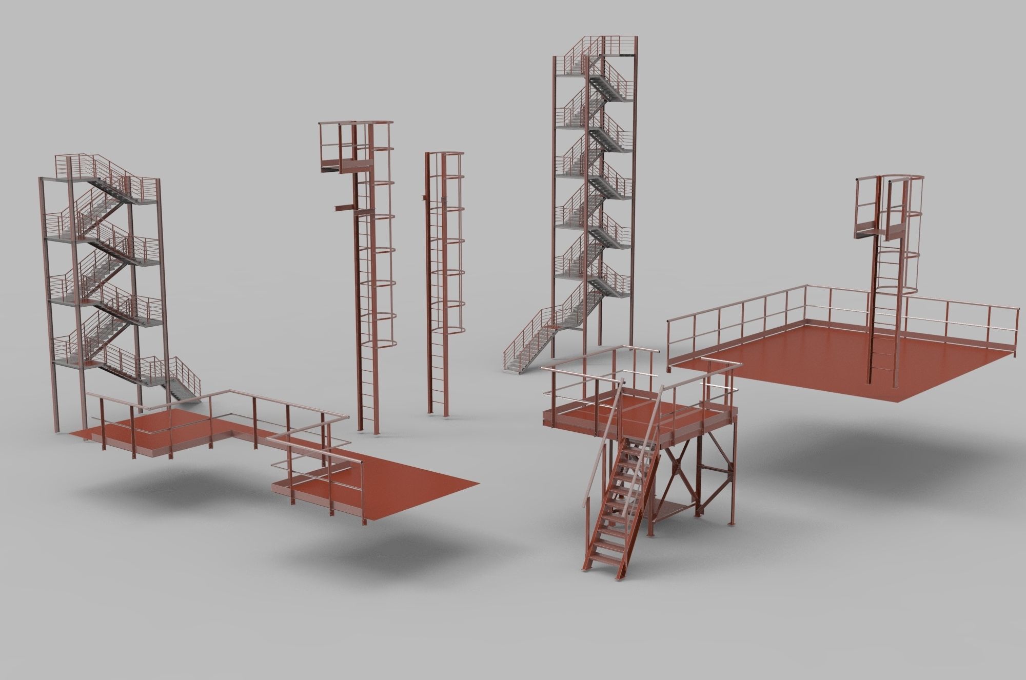 Fire ladders and platforms 3D model | CGTrader
