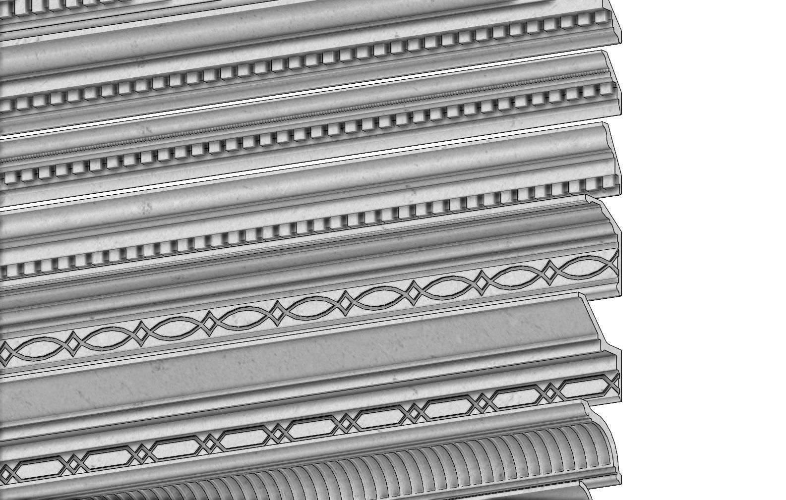 12 classical cornices and friezes for plaster and wood workings 3D ...