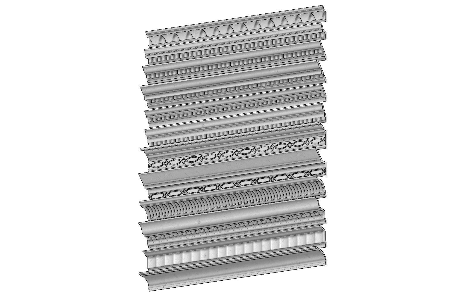 12 classical cornices and friezes for plaster and wood workings 3D ...