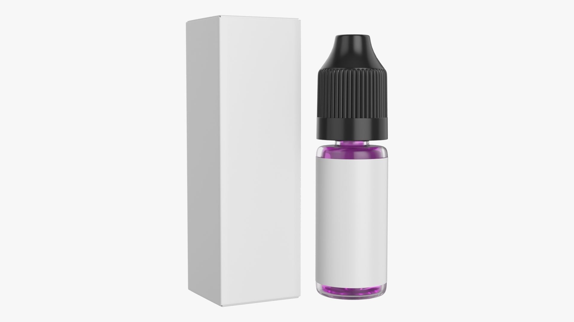 Vapor liquid bottle small with black cap and box