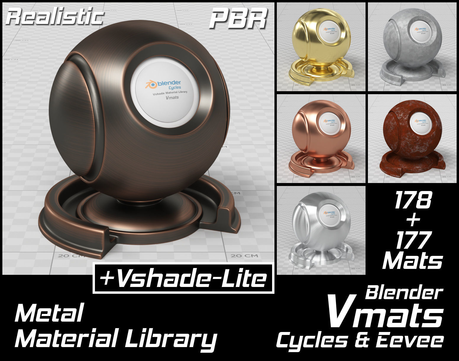 VMATS Metal Material Library for Blender Cycles and Eevee