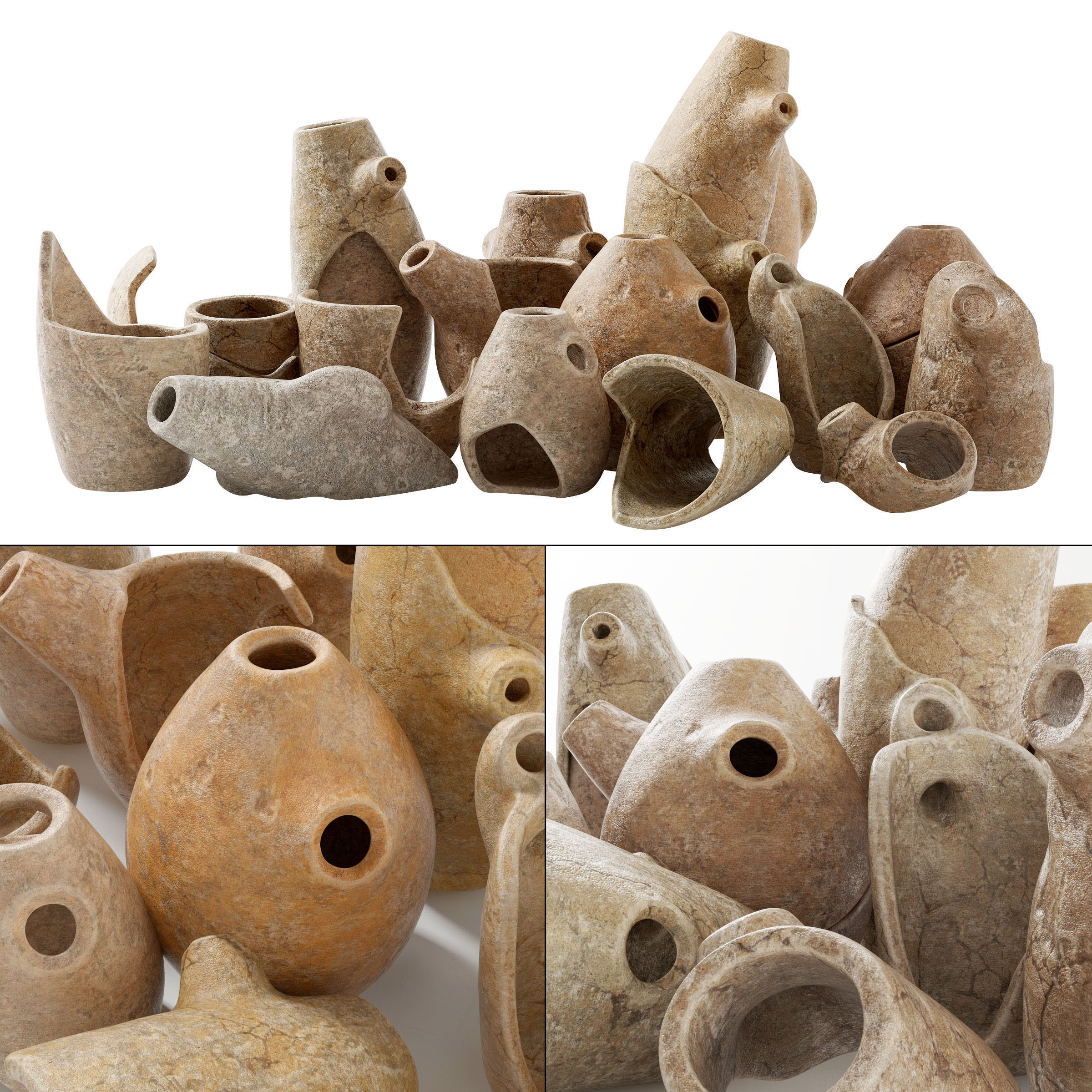 Clay old dishes splinter decor n1