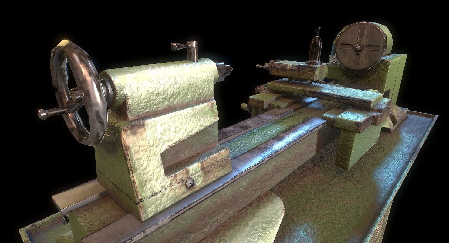3D model Metalworking lathe machine WWII VR / AR / lowpoly CGTrader