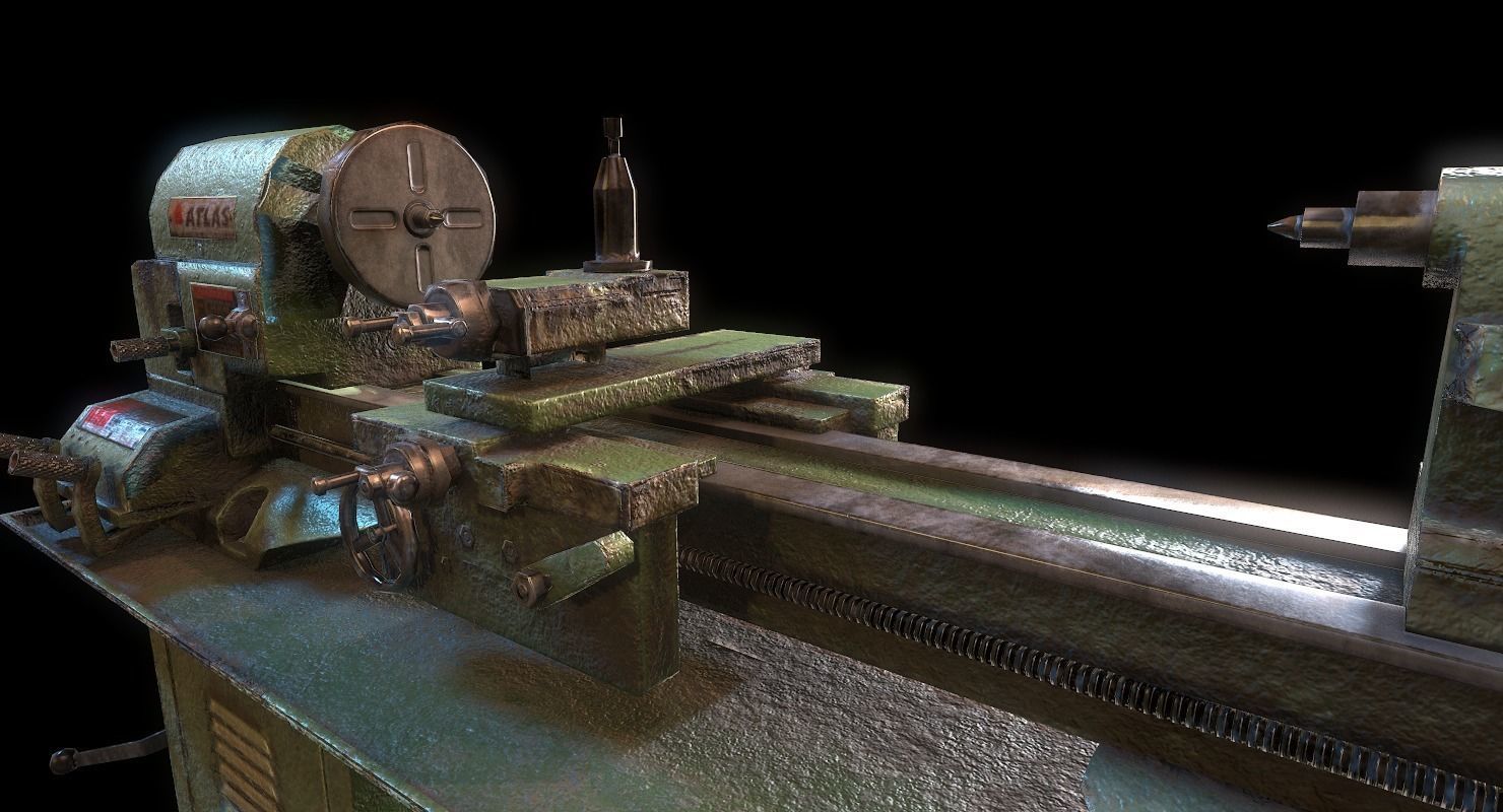 3D model Metalworking lathe machine WWII VR / AR / lowpoly CGTrader