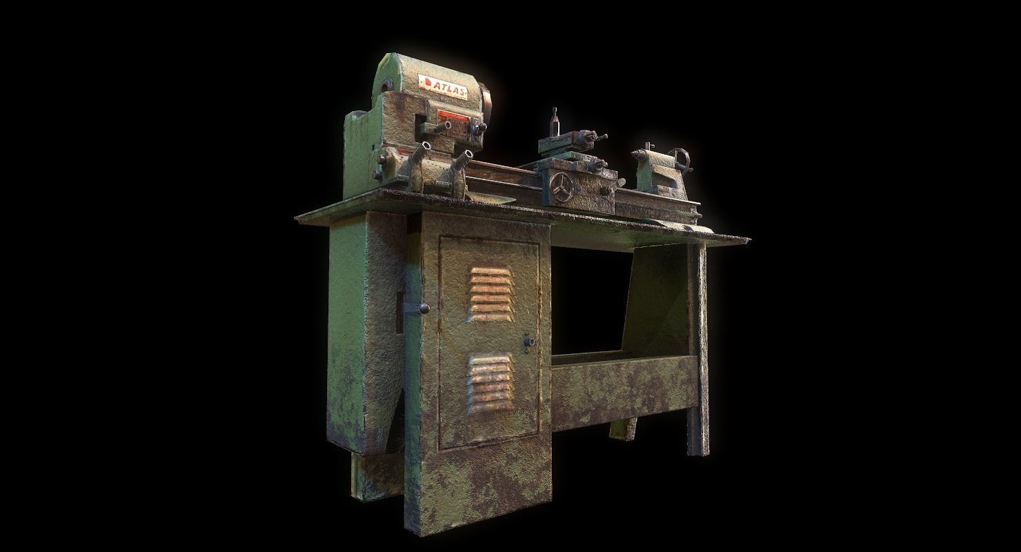 3D model Metalworking lathe machine WWII VR / AR / lowpoly CGTrader