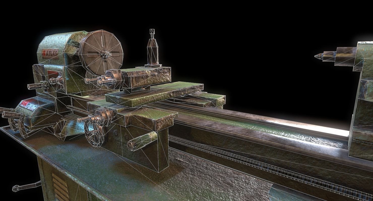 3D model Metalworking lathe machine WWII VR / AR / lowpoly CGTrader