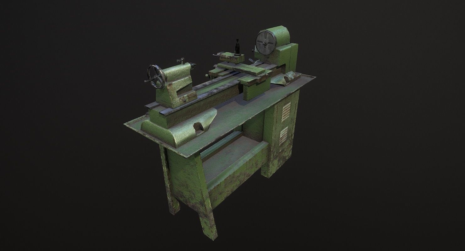 3D model Metalworking lathe machine WWII VR / AR / lowpoly CGTrader
