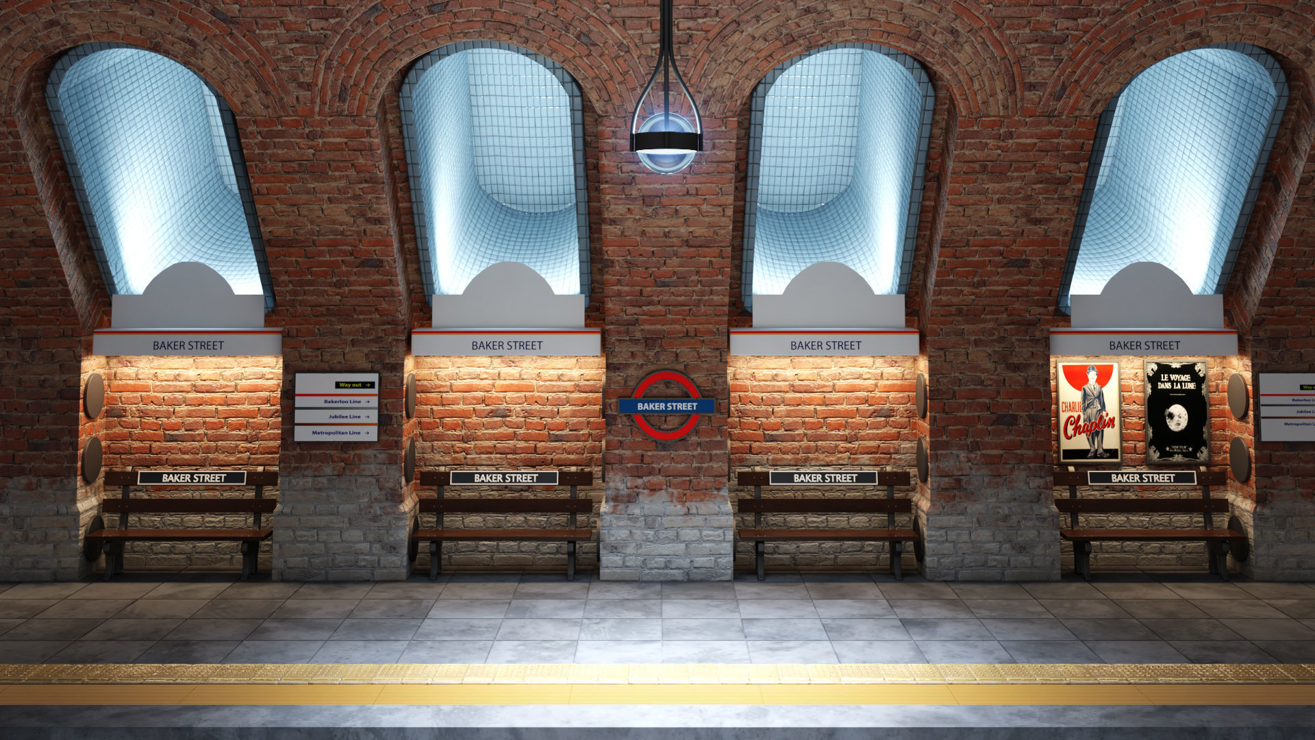 London underground station Baker Street 3D model CGTrader