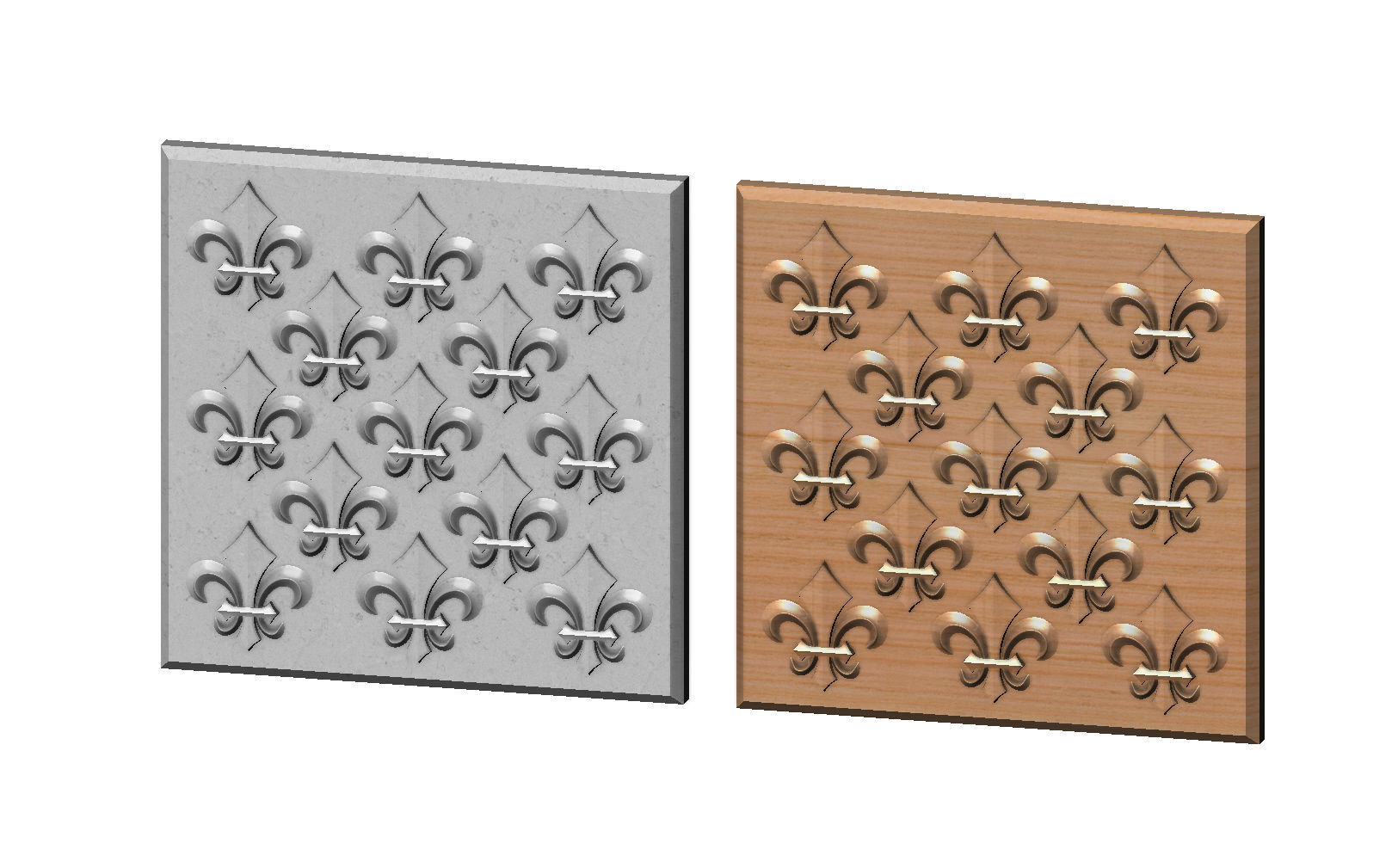 Royal lily Lys flower Fleur de lys tile relief