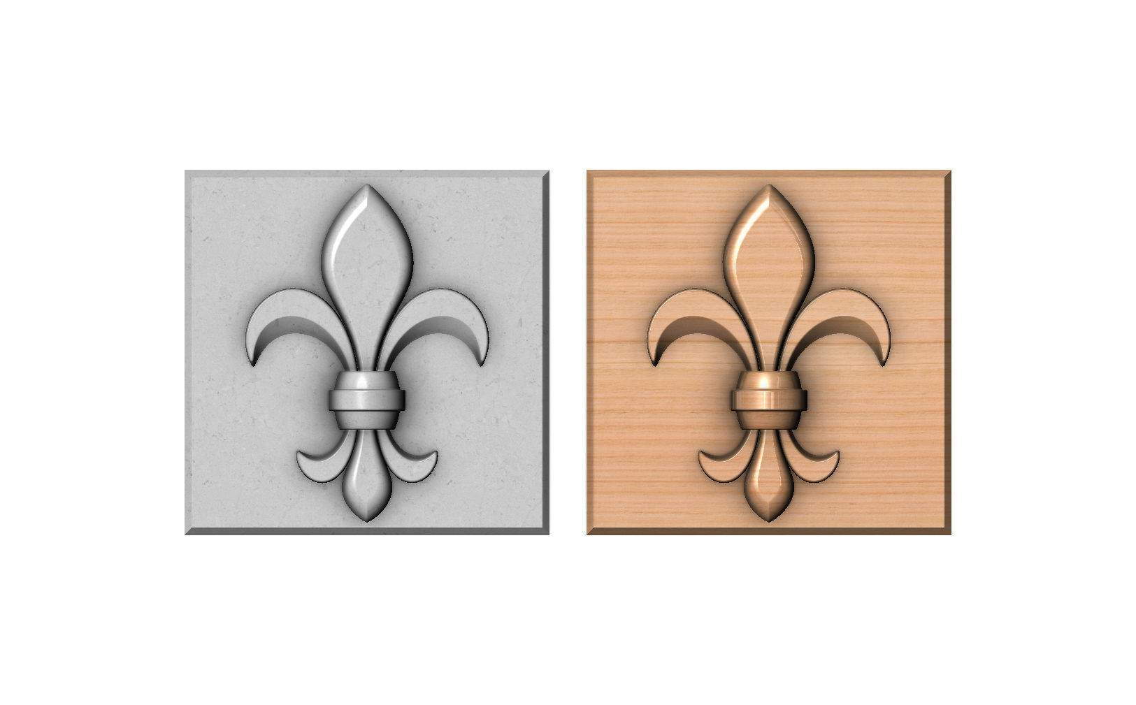 Royal lily Lys flower Fleur de lys tile relief model