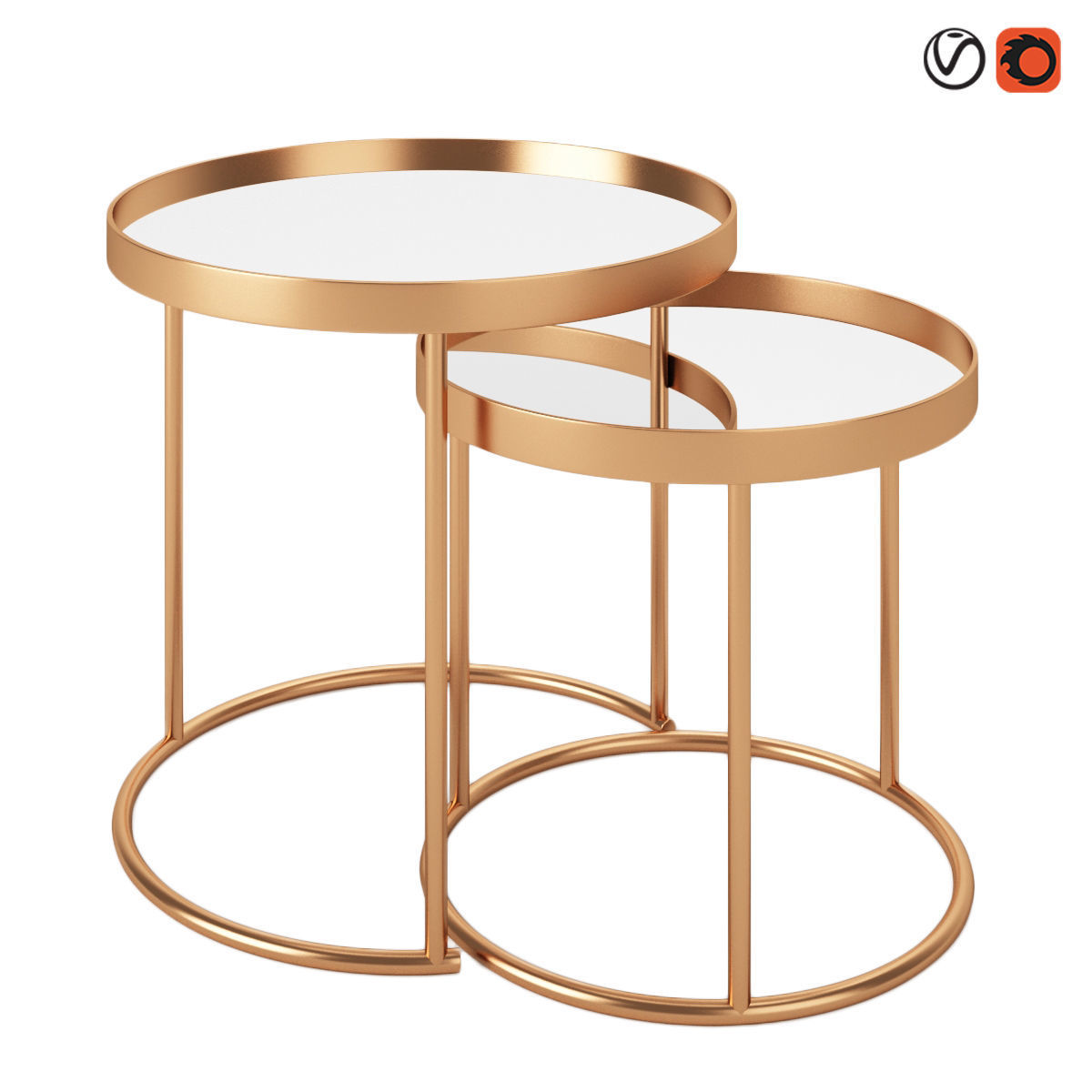 Zara Home Round Gold Nest of Tables 3D model CGTrader