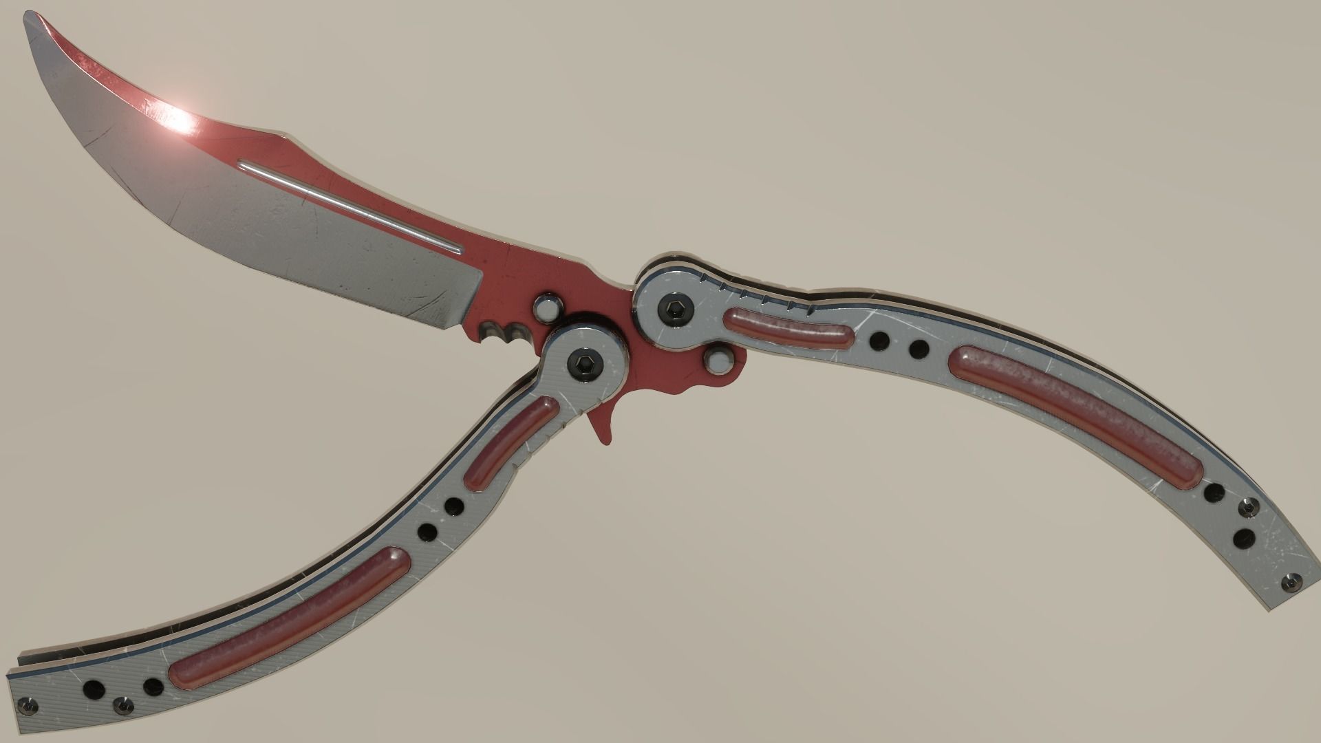 3D model ButterFly Knife Game ready asset VR / AR / lowpoly CGTrader
