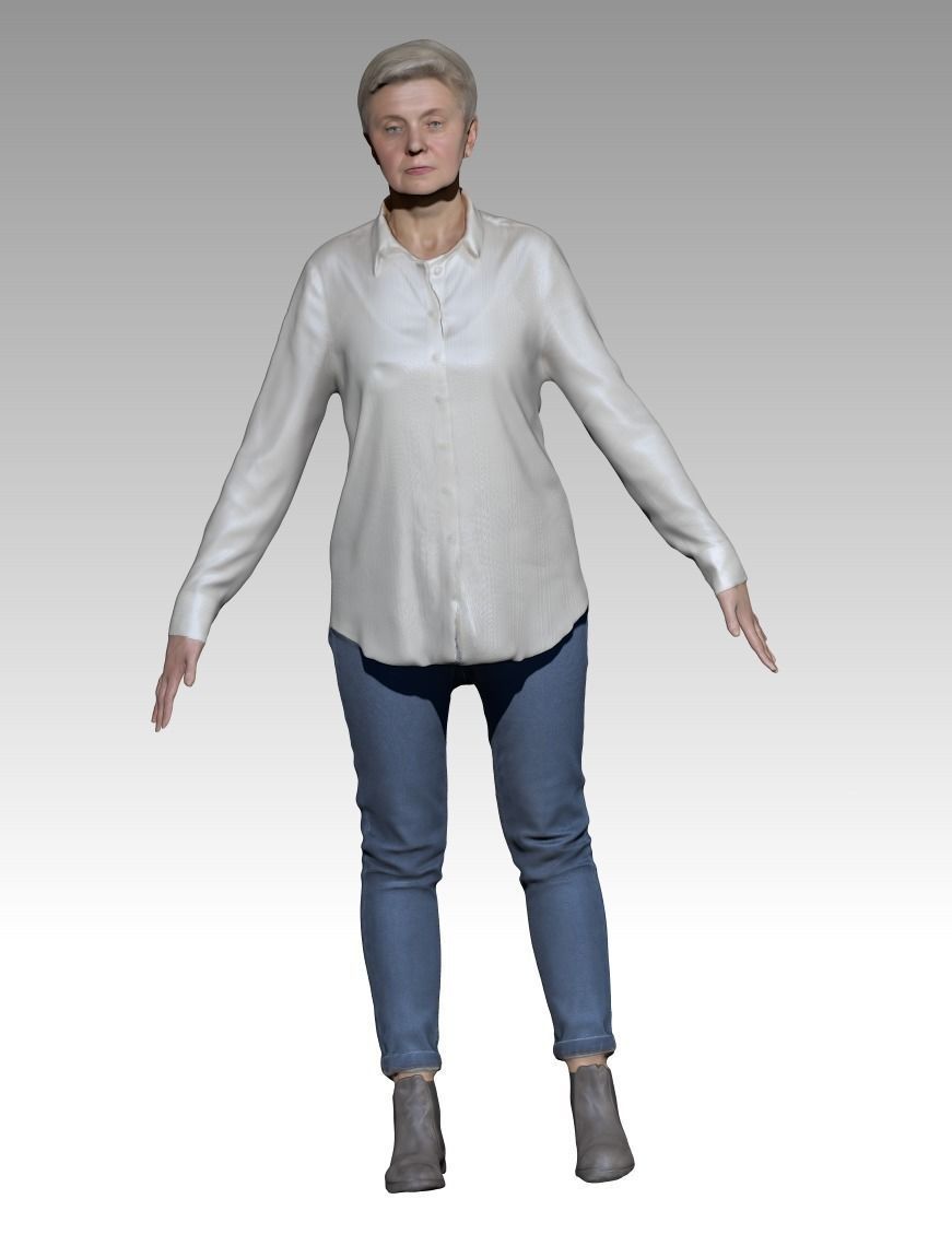 3D model Adult woman in A-pose ready for rigging 181 VR / AR / low-poly ...