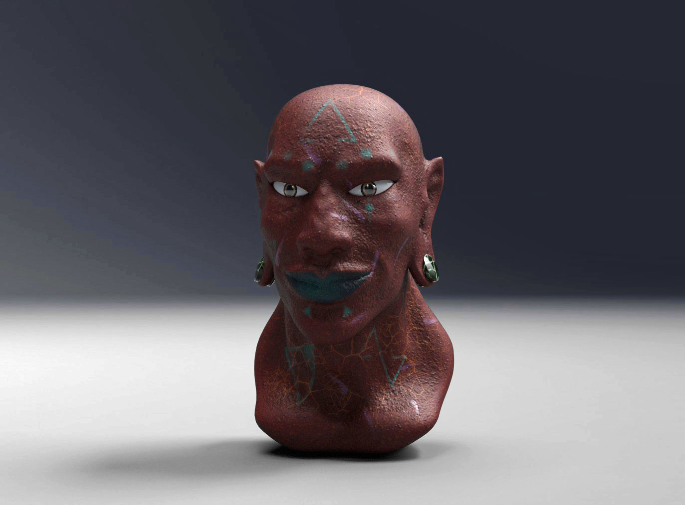 Futuristic Alien Tribe Male Bust