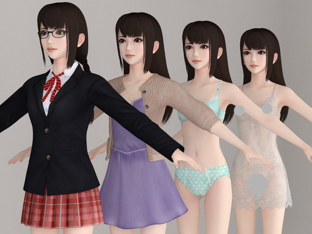  T pose nonrigged model of Aoi with various outfit  3D model