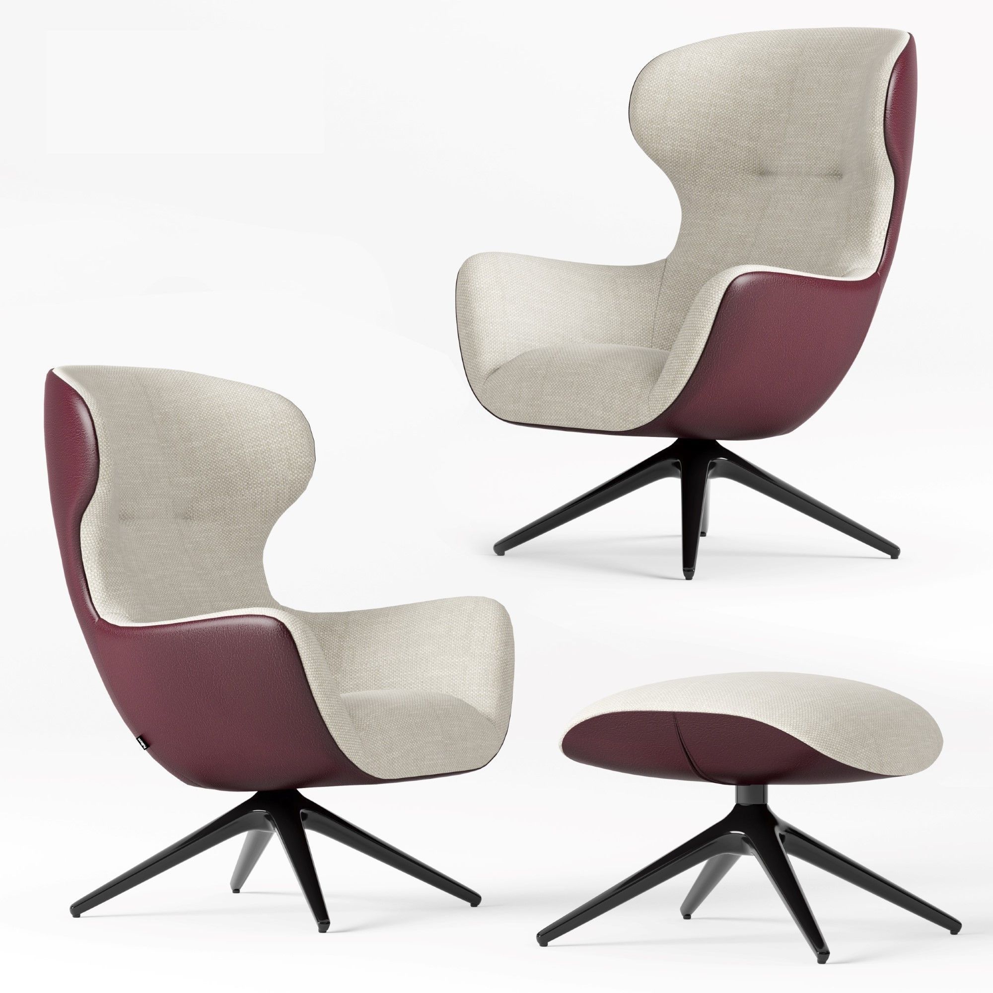 Poliform Mad Joker Armchair and Pouf 3D model CGTrader