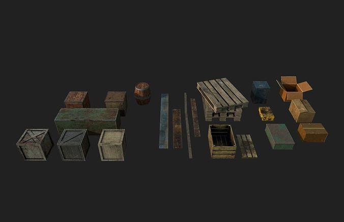 3D model Old boxes Game assets pack VR / AR / low-poly | CGTrader