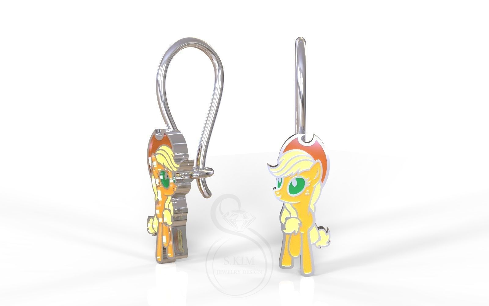 Applejack pony kid earrings