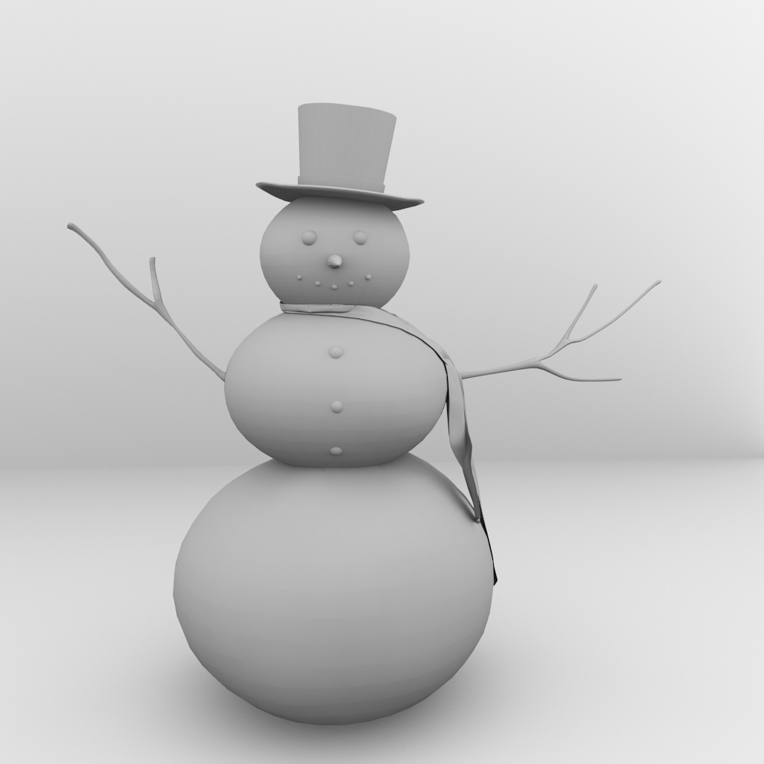 Snowman wearing top hat and scarf 3D model | CGTrader