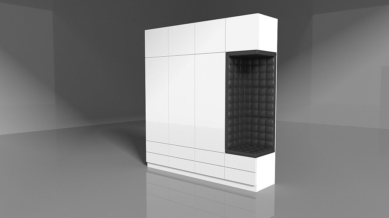White Wood Wardrobe with leather sit by ARTrzcinski