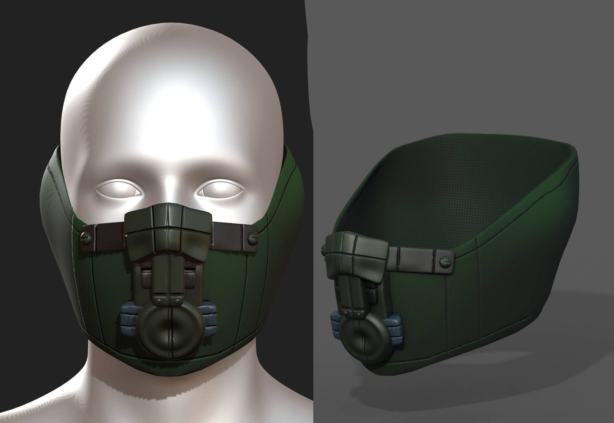 Gas mask fabric futuristic protection isolated 3D model