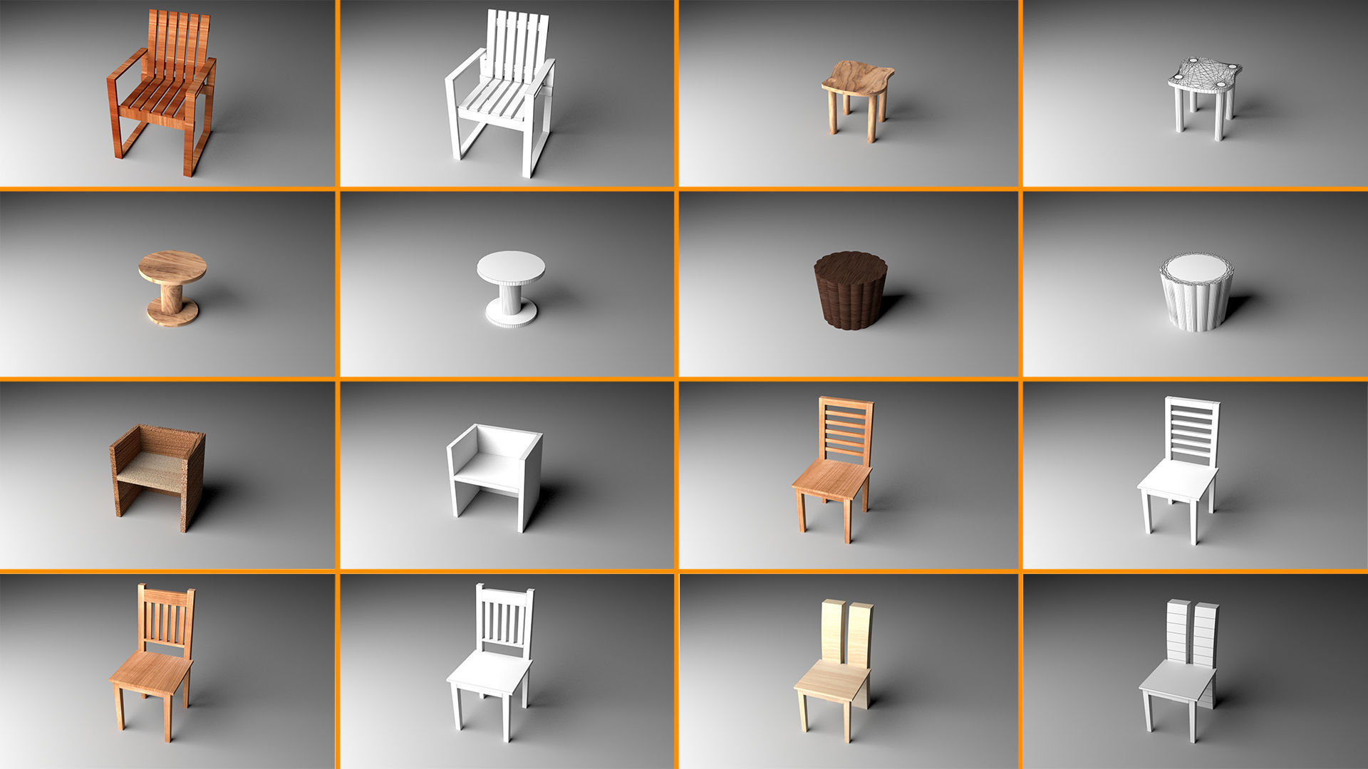 3D model Furniture Wood Collection Vol 1 CGTrader