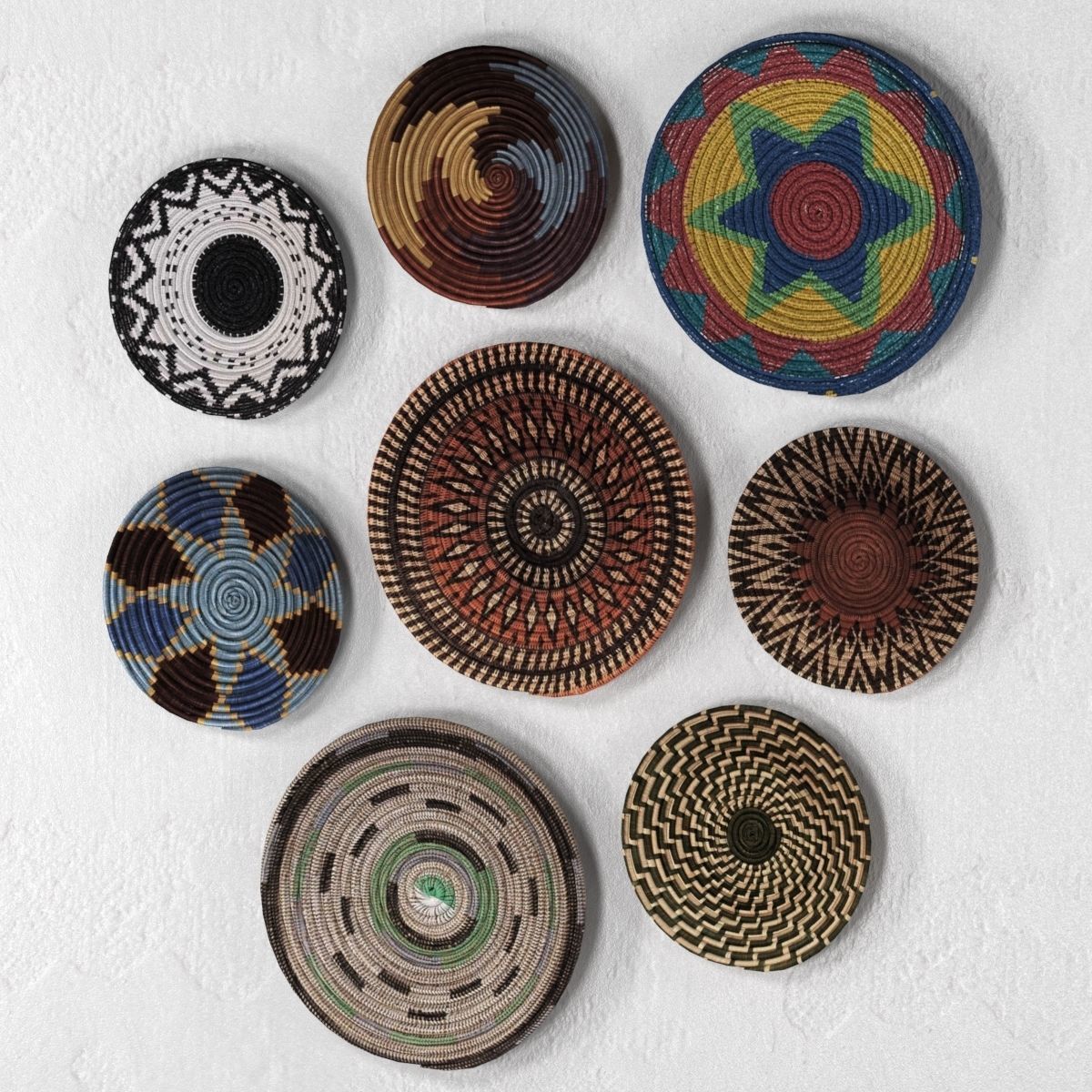 Wicker African wall baskets 3D model CGTrader